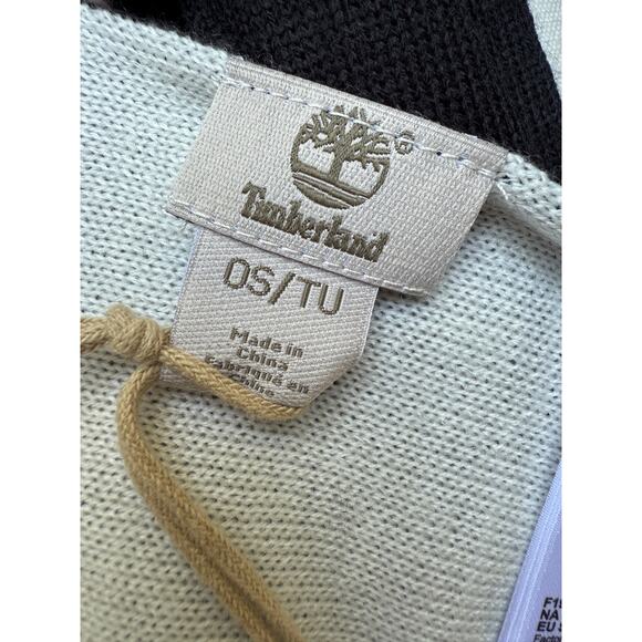 NEW Timberland Black White Knit Logo Scarf Winter Cold Weather Accessory Unisex - Picture 2 of 8